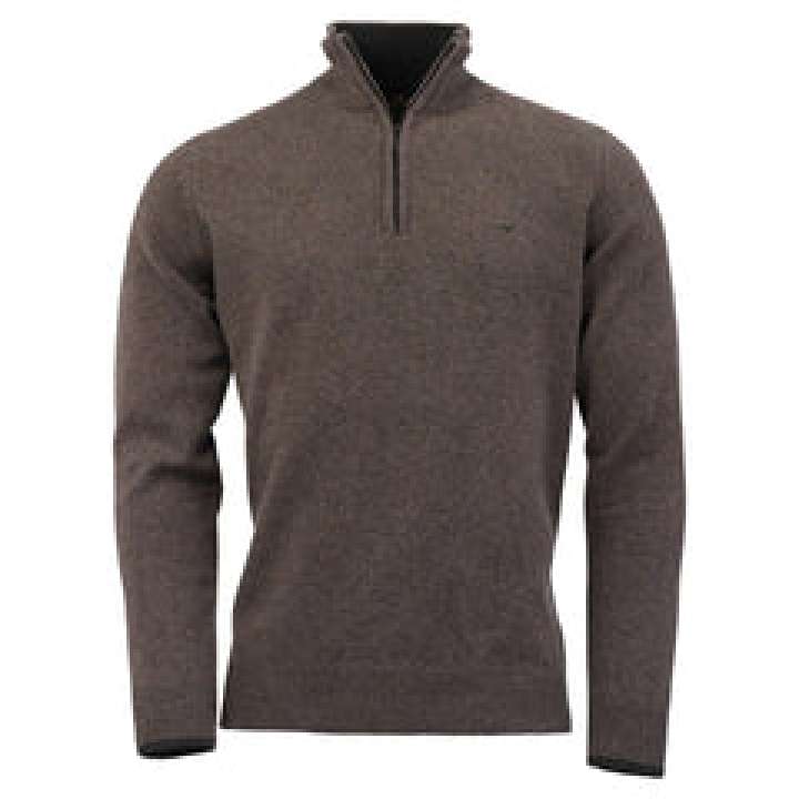 Priser på Brompton Zip Neck Lammeuld Sweater - Bisquit