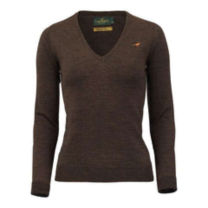 Priser på Camilla V-neck Merino Sweater - Brownie