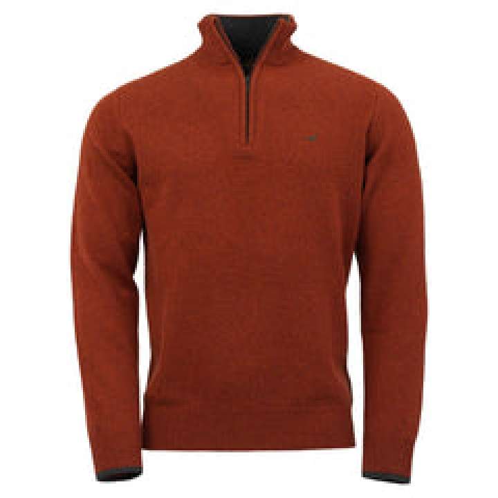 Priser på Brompton Zip Neck Lammeuld Sweater - Tile