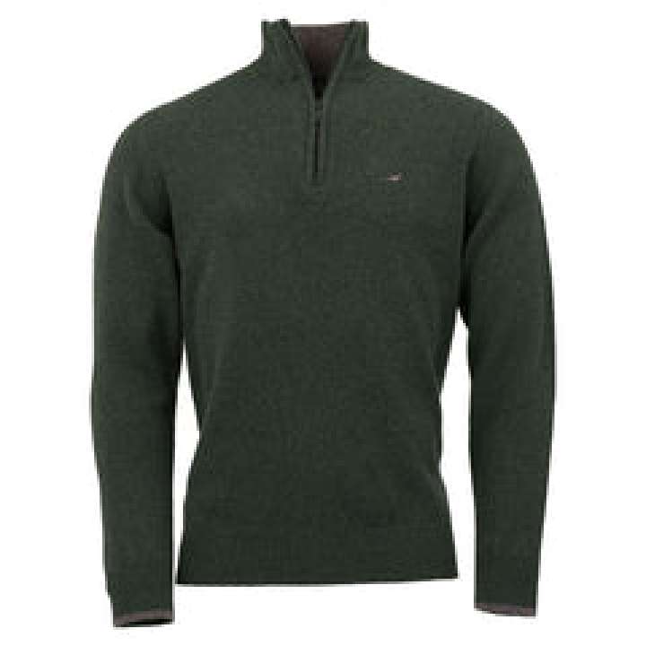 Priser på Brompton Zip Neck Lammeuld Sweater - Loden