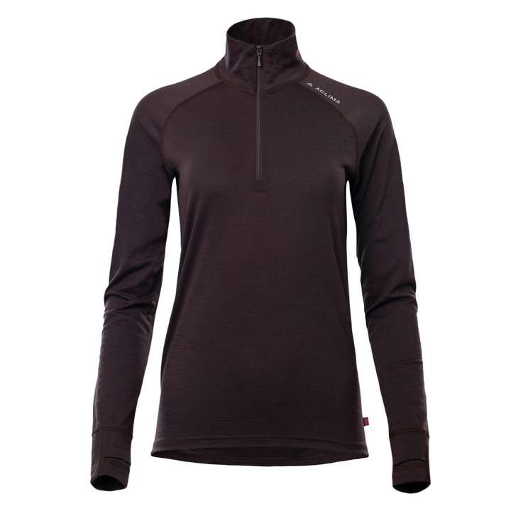 Priser på Aclima Womens LightWool 180 Polo W/zip (Lilla (CHOCOLATE PLUM) Small)