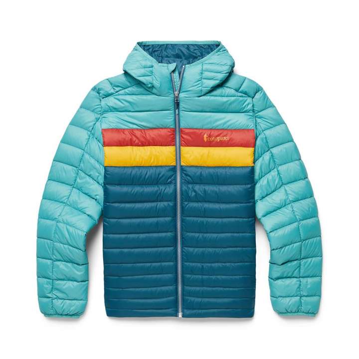 Priser på Cotopaxi Mens Fuego Down Hooded Jacket (Blå (COASTAL/ABYSS) Small)