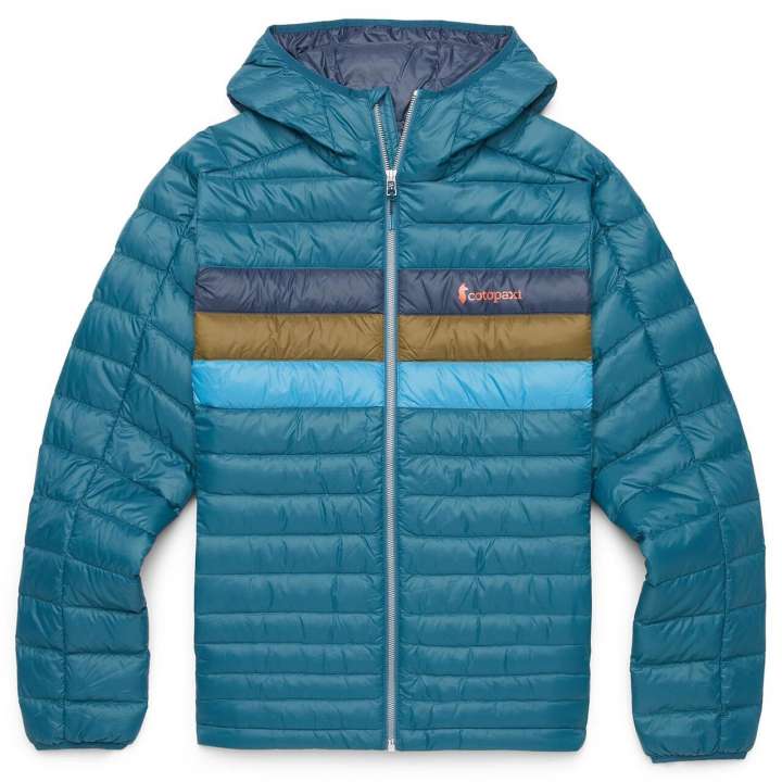 Priser på Cotopaxi Mens Fuego Down Hooded Jacket (Blå (ABYSS STRIPES) Small)