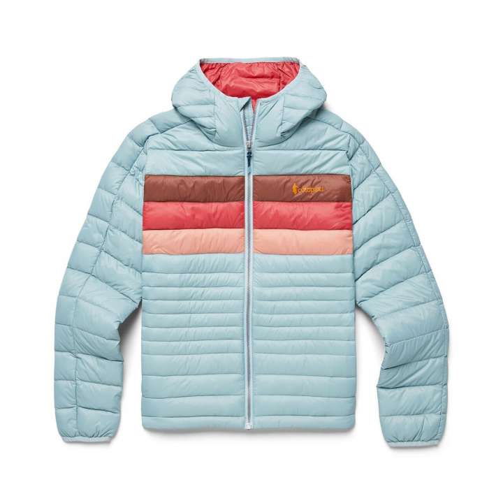 Priser på Cotopaxi Womens Fuego Down Hooded Jacket (Blå (SEA SPRAY STRIPES) Small)