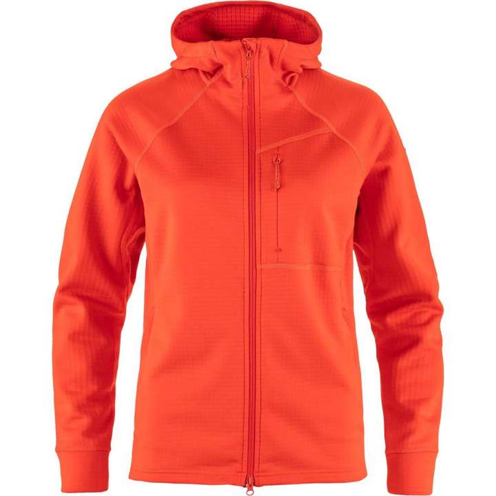 Priser på Fjällräven Womens Abisko Grid Fleece Hoodie (Orange (FLAME ORANGE/214) Small)