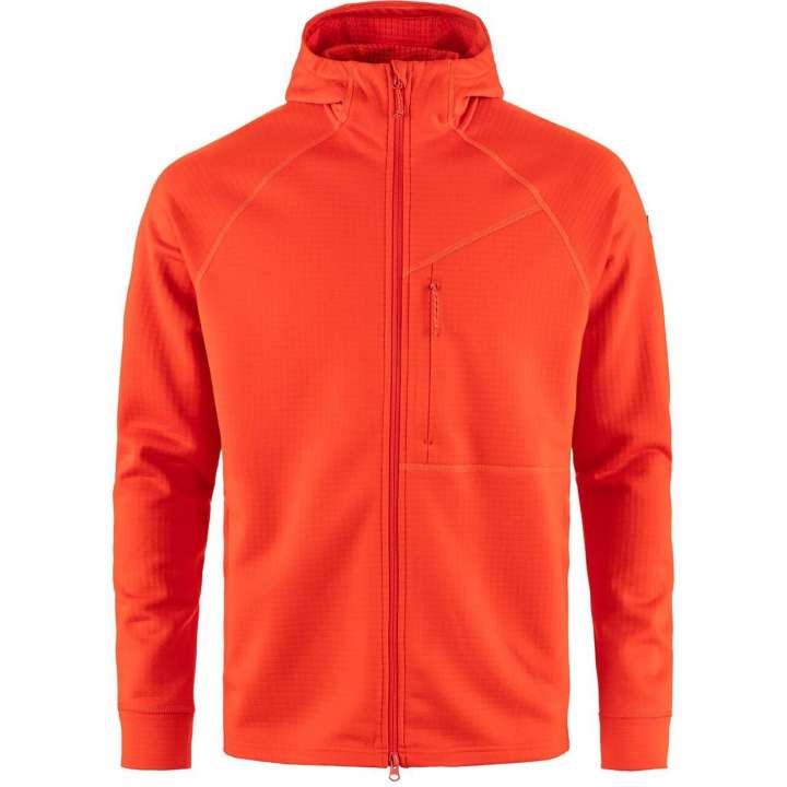 Priser på Fjällräven Mens Abisko Grid Fleece Hoodie (Orange (FLAME ORANGE/214) Small)