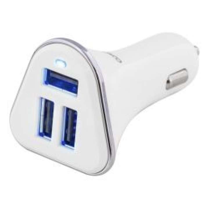 Priser på Deltaco Car Charger, 5.2 A, 3x Usb-a, 12-24 V Dc Input, White/silver - Billader